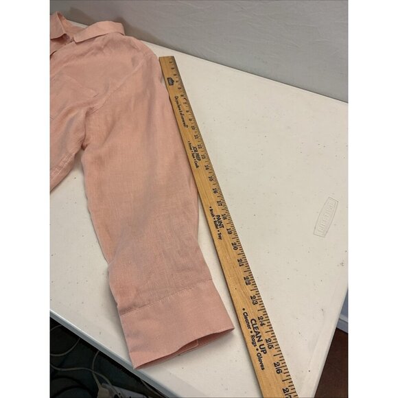 Garnet Hill Womens 100% Linen Long Sleeve Button Up Shirt Pink 16 Preppy - Picture 7 of 12